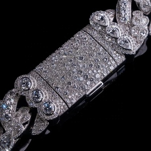 <span class=keywords><strong>Collana</strong></span> a catena cubana con <span class=keywords><strong>aereo</strong></span> in argento sterling 925, montatura a castone da 22 mm con diamante Moissanite taglio fantasia - Product Image 2