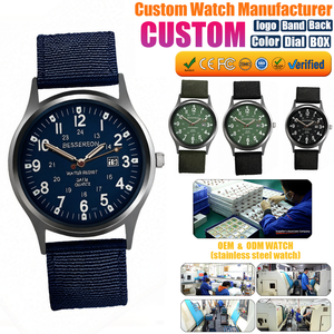 Reloj de Cuarzo para Hombre de Alta Calidad con Logotipo Personalizado, Estilo Militar, Correa de Nailon Tejida, Reloj de Campo, Fabricante de Marca Privada, Venta al Por Mayor - Product Image 1