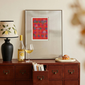 Affiche encadrée abstraite <span class=keywords><strong>Bauhaus</strong></span> en acier inoxydable, couleur mate, style minimaliste moderne, art mural magnétique haut de gamme pour salon - Product Image 2