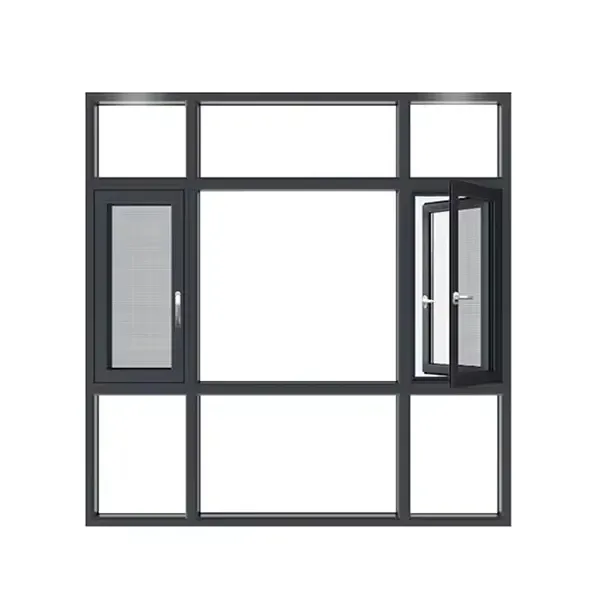 Jendela tingkap aluminium jendela glasir ganda dengan layar keamanan untuk rumah