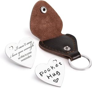 Cep Hug jetonu uzun mesafe hediyeler hatıra çift taraflı deri anahtarlık ile hediye İlham düşünce - Product Image 6