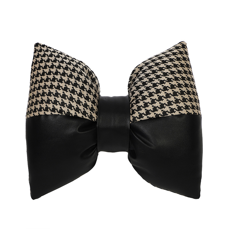 Houndstooth patchwork lumbar support in brown