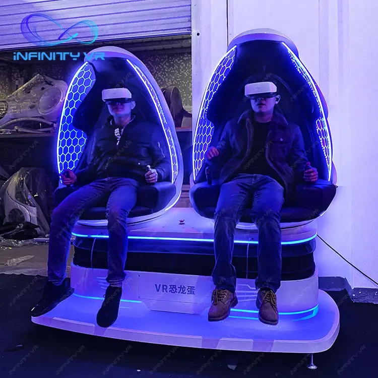 Commercio all'ingrosso 9D Vr Cinema Motion Egg Chair Vr dinuovo Cinema doppio sedile simulatore di realtà virtuale macchina da gioco