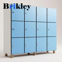 Casier compact en stratifié HPL Brikley à une colonne et cinq niveaux, épaisseur 12 mm, avec serrure électronique pour salle de sport et bureau