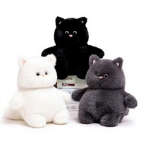 Boneka Kucing Gemuk Lucu, Mainan Hewan Isi Kapas PP, Warna Putih Hitam Abu-abu, untuk Hadiah