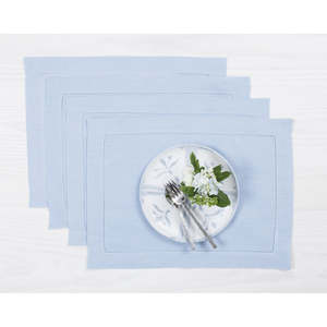 Napperons en lin à ourlet festonné pour traiteurs avec bordure à fil tiré simple rangée pour service de banquet - Product Image 1