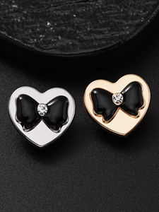 Hình Trái Tim 20Mm Màu Đen Bow Pha Lê Tôn Tạo Nút Đáng Yêu Trang Trí Chi Tiết Máy Có Thể Giặt Kẽm Hợp Kim Kim Loại Nút - Product Image 6