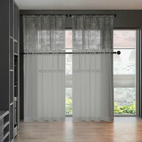 Rideaux courts gris unis en voile, lot de 2 panneaux, filtrant la lumière, à passe-tringle, pour cuisine et salle de bain, petite taille