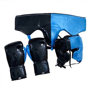 Guantes de Boxeo MMA de Cuero Genuino con Cordones y Logotipo Personalizado al por Mayor, Protectores de Cabeza y Entrepierna para Entrenamiento Profesional - Product Image 1