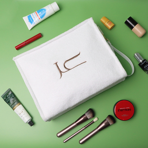 Pochette cosmétique en tissu éponge, design pliable avec fermeture éclair, petite pochette de rangement portable pour le <span class=keywords><strong>maquillage</strong></span>, idéale pour les voyages quotidiens et la plage - Product Image 4