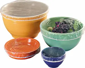 厨房一次性塑料食品碗盖，带弹性纱兰包装盖水果和食品碗保鲜盖保护袋