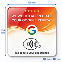 Support de table en acrylique 12 cm pour carte de commentaires Google NFC213/215 13,56 MHz – Tapper pour commenter, QR Code, Logo personnalisé, OEM, ODM, Prêt à expédier