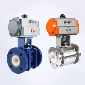 Válvula de Bola Neumática de Cerámica de 3 Pulgadas, Acero Inoxidable 304, de Doble Acción, con Actuador Neumático de 2 Vías y Conexión de Brida - Product Image 1