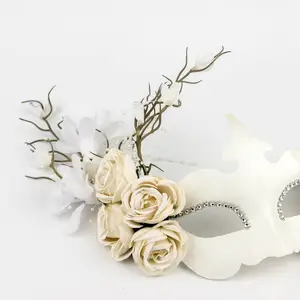 White Masks with Flowers Masquerade Party mask Venetian Masquerade Half face Mask