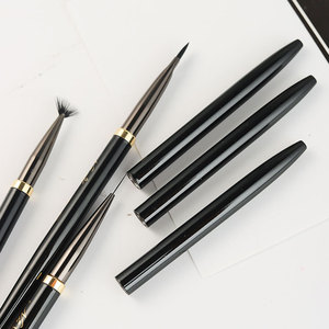 Lot de 10 pinceaux de nail art noir et or, poils synthétiques, pinceau plat pour liner, stylo de peinture, manche en plastique, pour salon de manucure - Product Image 3