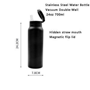 24oz stainless steel water <b>bottle</b> double-wall with magnetic lids bpa-free <b>750ml</b> stainless steel water <b>bottle</b> with straw - Product Image 4