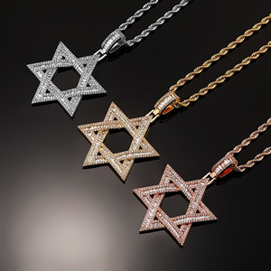 Kalung Liontin Bintang Daud Zirkon Mewah dan Indah, Perhiasan Fashion Pria Wanita, Tren Pesta <span class=keywords><strong>Rock</strong></span>, Hadiah Perhiasan - Product Image 1