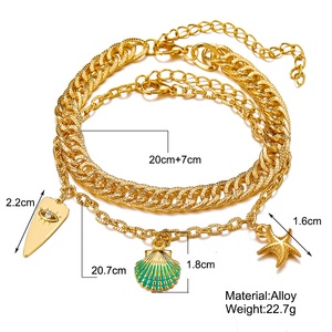 Tobillera Retro Multicapa con Colgante de Estrella de Mar y Concha Verde <span class=keywords><strong>para</strong></span> Mujer, Tobilleras de Playa con <span class=keywords><strong>Ojo</strong></span> de Horus, Joyería de Verano - Product Image 6