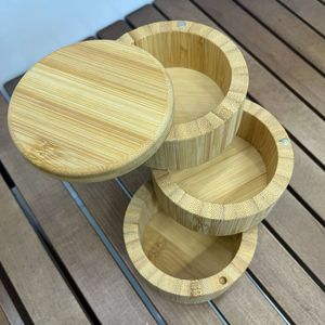 Bamboo Spice <b>Jar</b> Three Layer Compartmentalized <b>Storage</b> With Lid Airtight <b>For</b> <b>Kitchen</b> Solid Seasonings M Size - Product Image 1