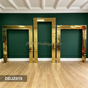 DKB <b>Gold</b> Adjustable Outdoor Wedding <b>Gold</b> Metal Wedding Arch Mirror Frame Decorative <b>Backdrop</b> for Party and Wedding Decoration - Product Image 3