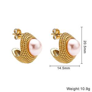 Pendientes de perlas trenzadas de acero templado de titanio para mujer, ideas de boda y regalo al por mayor a la moda - Product Image 6