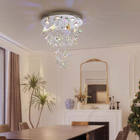 Nouvelle Lampe de Plafond en Cristal PM 2026, Design Français, Papillon et Fleur, Luminaire Créatif de Luxe pour Chambre à Coucher