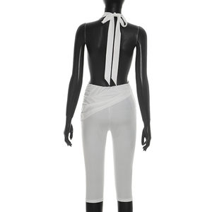 Viviblook C26JP127 Combinaison sexy pour femme, nouvelle collection été, couleur unie, bretelles halter, dos nu, une pièce, pour femmes - Product Image 5