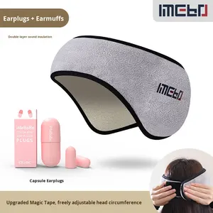 शोर-कैंसिल कपड़े ब्लैकआउट आंख मास्क एकीकृत साउंडप्रूफ इयरप्लग कान मफ सांस लेने योग्य दो-इन-एक पृष्ठीय नींद - Product Image 2