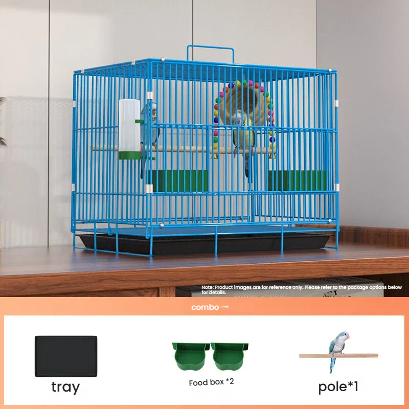 Blue 40*28*33  [Tray + 2 feeding troughs + standing pole]