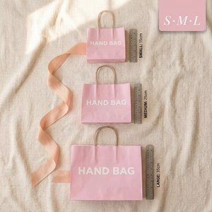 Bolsas de Regalo de Papel Kraft Rosa Pastel con Asas Retorcidas y Logotipo Personalizado, Bolsas Pequeñas para Joyería y Recuerdos de Fiesta, Venta al Por Mayor - Product Image 2