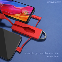Kabel Usb 3 in 1 Tipe C Micro Charger untuk IPhone X 8 7 6 Plus IPad Air Gantungan Kunci Kabel Pengisi Daya Tersembunyi untuk Xiaomi