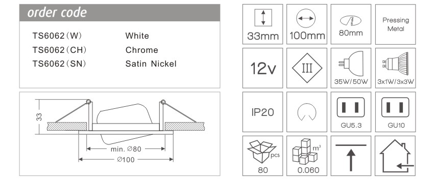 Round 108mm Adjustable Recessed Downlights Fixture For Showroom