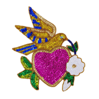 Patch brodé personnalisé écologique 2026 avec cœurs et fleurs à sequins, thermocollant, couleur personnalisée, pour vêtements et chapeaux
