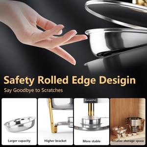 Recipientes para Buffet de Acero Inoxidable, Juego de Recipientes Redondos para Buffet para Fiestas, Bodas, Reuniones Navideñas, Eventos de Catering - Product Image 6