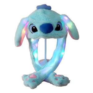 Chapeau unisexe chaud avec oreilles de lapin et yeux lumineux, jouet en peluche anti-stress, dispositif de relaxation pour fêtes, rembourrage en coton PP, fabricant de peluches - Product Image 3