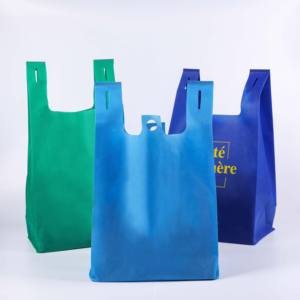 Bolsas de compras no tejidas de tela reutilizable impresas coloridas baratas con logotipos personalizados bolsas de compras no tejidas - Product Image 2