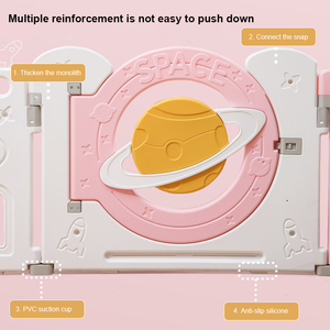 Clôture modulaire pour aire de jeux intérieure, piquets blancs et roses, panneaux <span class=keywords><strong>en</strong></span> plastique - Product Image 4