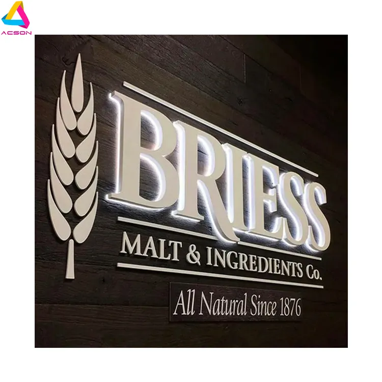 Custom Indoor Company Office Luminous Led Wall Sign Stainless Steel Brass Metal Channel Letter 3d Metal Business Logo Sign