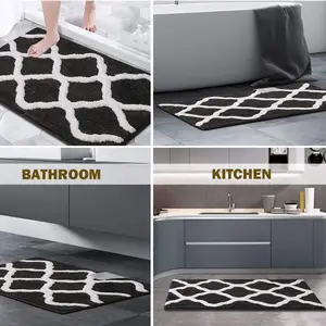 Juego de alfombras de microfibra para baño, juego de alfombras modernas antideslizantes de lujo, de felpa, lavables y absorbentes, 2 uds.