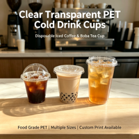 Gobelets jetables pour boissons froides sans BPA, qualité alimentaire, en plastique PET transparent, fournisseur