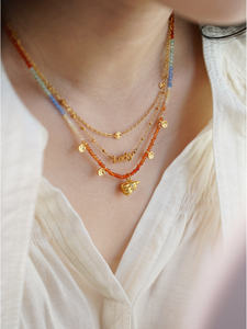 <span class=keywords><strong>Jojo</strong></span> สร้อยคอจี้น้ำเต้าโมราไล่ระดับสีสุดพิเศษพร้อมลูกปัดคริสตัลหลายชั้นสร้อยข้อมือทองเหลืองรูปทรงเรขาคณิต - Product Image 4