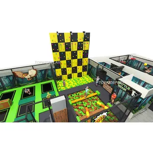 Amusement Park Climbing Walls Ninja Course Indoor Trampoline Kids with Foam Blocks Outdoor Trampolines