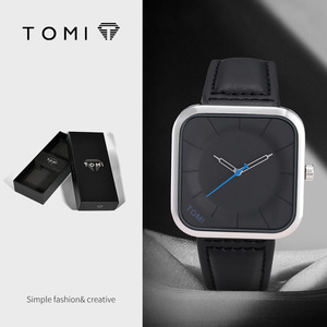 <span class=keywords><strong>Montre</strong></span> à quartz pour <span class=keywords><strong>homme</strong></span> TOMI, écologique, minimaliste, boîtier carré en acrylique, simple, tendance, bracelet en <span class=keywords><strong>cuir</strong></span> - Product Image 3