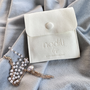 Tùy chỉnh Emboss sợi nhỏ Phong Bì trang sức Pouch với Botton sợi nhỏ bông tai vòng cổ túi đồ trang sức - Product Image 5