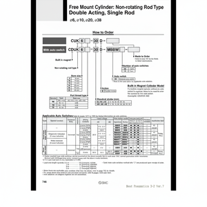 Pièces pneumatiques de CDUK16-20D de cylindre de bâti libre de SMC Pneumatics - Product Image 1