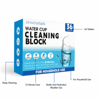 Zourunan Bloc Nettoyant pour Gourdes et Bouteilles 36 Comprimés – Nettoyage en 15 Minutes sans Rinçage – Entretien des Bouteilles et Gourdes Isothermes – Fabricant OEM ODM