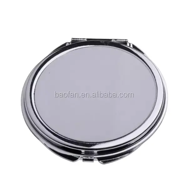 Miroir de maquillage rond à sublimation, 12 pièces, en métal avec revêtement blanc, cosmétique, plissé, pour impression par la chaleur