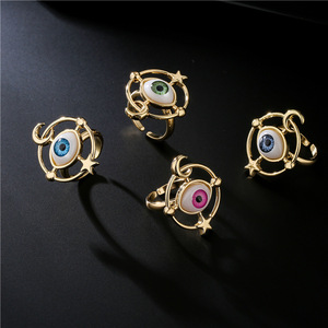 Bagues de personnalité ajustables pour femmes, anneaux mauvais œil en plaqué or, <span class=keywords><strong>moins</strong></span> <span class=keywords><strong>cher</strong></span>, pièces - Product Image 2