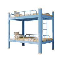 Lit double en métal pour chambre à coucher, lit pour enfants avec barrière et échelle, lit superposé en acier