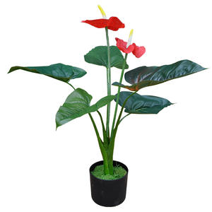 Plantes artificielles <span class=keywords><strong>en</strong></span> <span class=keywords><strong>pot</strong></span> d'orchidée <span class=keywords><strong>rouge</strong></span> simulée, verdure réaliste pour l'intérieur, Noël, Thanksgiving, Nouvel An - Product Image 3